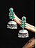 Fida Silver Plated Green stone Studded Glossy Jhumka Earrings For Women