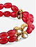 Red Pearls Kundan Gold Plated Floral Elastic Bracelet 