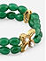 Green Pearls Kundan Gold Plated Floral Elastic Bracelet 