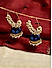 Off White Beads Navy Blue Enamelled Gold Plated Hoop Jhumka Earring