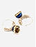 Off White Beads Navy Blue Enamelled Gold Plated Hoop Jhumka Earring