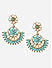 Green Stones Pearls Gold Plated Floral Chandbali Earring