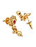Fida Ethnic Traditional Gold Plated Red Stone Studded Floral Temple Jewelry Set for Women