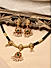 Fida Ethnic Gold Plated Red & Green stone Studded Pearl Black Cord Necklace Jewelry Set for Women