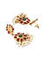 Fida Ethnic Gold Plated Red & Green stone Studded Pearl Black Cord Necklace Jewelry Set for Women