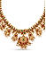 Fida Ethnic Gold Plated Red & Green stone Studded Pearl Peacock Guttapusalu Jewelry Set for Women