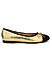 Gold Ballerina Flats With Bow Detail