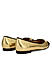 Gold Ballerina Flats With Bow Detail