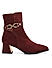 Burgundy Suede Leather Ankle Boots