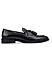 Black Croco Textured Loafers With Tassels