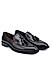 Black Croco Textured Loafers With Tassels