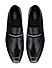 Black Striped Leather Loafers