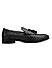 Black Textured Loafers With Tassels