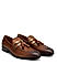 Tan Textured Loafers With Tassels