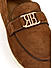 Brown Suede Loafers With Logo