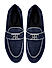 Blue Suede Loafers With Logo