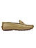 Beige Plain Leather Moccasins