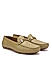 Beige Plain Leather Moccasins