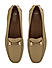 Beige Plain Leather Moccasins