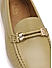 Beige Plain Leather Moccasins