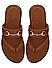 Tan Leather Slippers With Metal Buckle