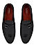 Black Embellished Leather Loafers