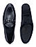 Black Textured Loafers With Buckle