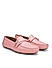 Pink Plain Leather Moccasins