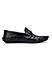 Black Croco Textured Moccasins With Buckle