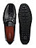 Black Croco Textured Moccasins With Buckle