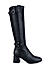 Black Knee High Boots With Buckle Embellishment