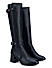 Black Knee High Boots With Buckle Embellishment