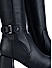 Black Knee High Boots With Buckle Embellishment