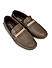 Grey Casual Leather Moccasins