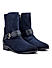 Blue Suede Leather Ankle Boots