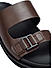 Brown Plain Leather Sliders