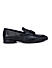 Black Textured Loafers With Tassels