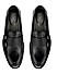 Black Textured Leather Double Monk Straps