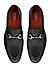 Black Textured Leather Loafers With Buckle