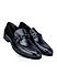 Black Leather Loafers with Metal Buckle