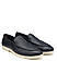 Navy Textured Leather Loafers