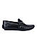 Black Textured Leather Moccasins