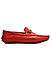 Red Moccasins With Braided Panel On Top