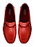 Red Moccasins With Braided Panel On Top