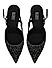 Black Rhinestones Embellished Slingback Heels