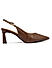 Brown Textured Leather Slingback Heels