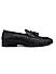 Black Woven Leather Loafers With Tassels