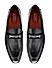 Black Plain Leather Loafers With Metal Clip