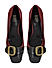 Red & Black Buckle Embellished Block Heels