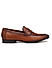 Tan Leather Loafers With Panel